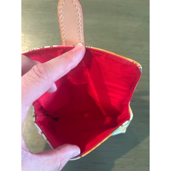 Dooney & Bourke Floral Canvas Card Holder Wallet With Red Interior - Picture 3 of 7